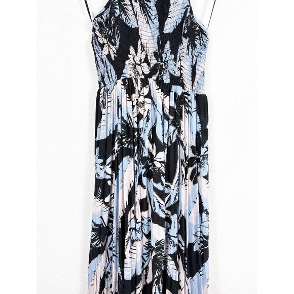 Free People Heat Wave Printed Maxi Slip Dress Large Blue Floral Bohemian - Picture 7 of 13